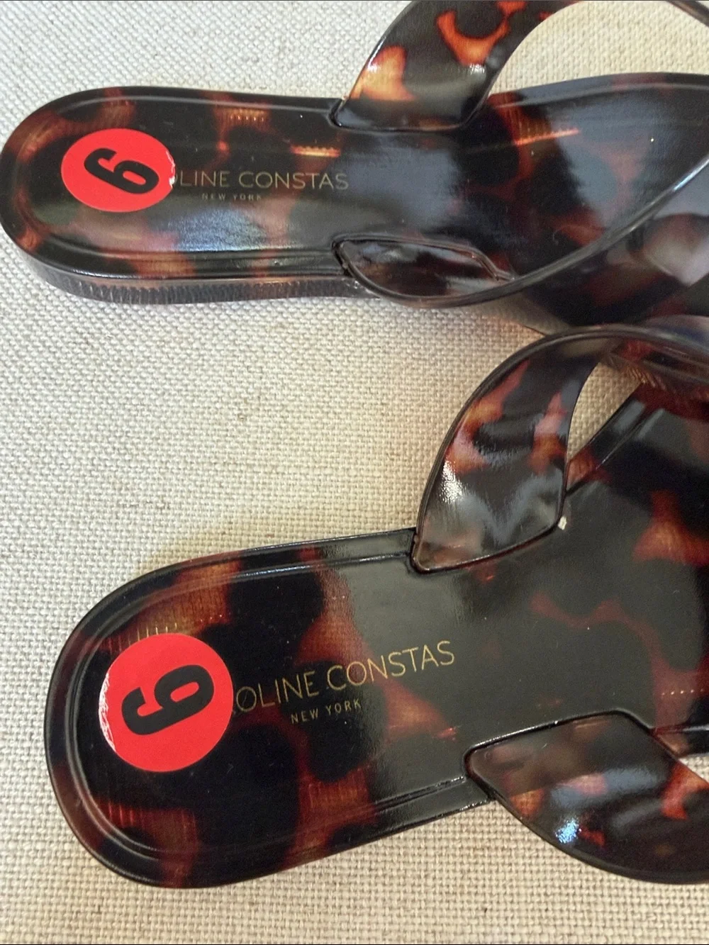 Caroline Constas Tropic Jelly Tortoise Thong Sandals Size 6